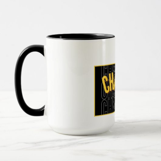 Black Yellow Typography Challenge Mug (Gauche)