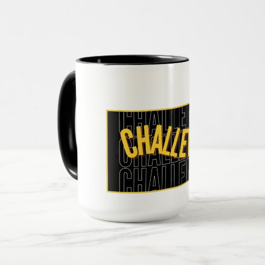 Black Yellow Typography Challenge Mug (Devant gauche)
