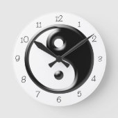 Black Yin Yang  Ronde Klok (Voorkant)
