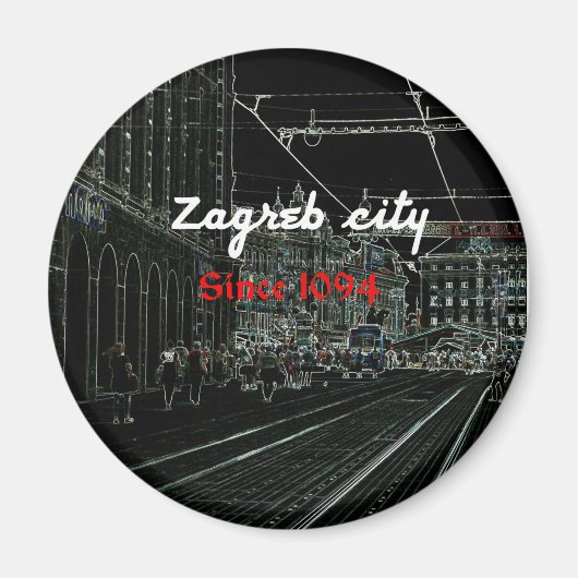 Black Zagreb City home magnet Magneet (Voorkant)