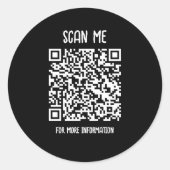 Black | Zakelijke QR-code scanbaar Ronde Sticker (Voorkant)