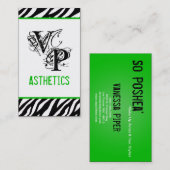 Black Zebra Print Green Carte de visite intérieur (Devant / Derrière)