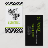 Black Zebra Print Lime Gree Carte de visite intéri (Devant / Derrière)