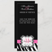Black Zebra Print Monogram Weddenschap Programma (Voorkant / Achterkant)