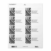 Black Zebra Print Pattern. Etiket (Full Sheet)