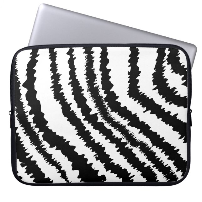 Black Zebra Print Pattern. Laptop Sleeve (Voorkant)