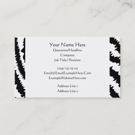 Black Zebra Print Pattern. Visitekaartje (Voorkant)