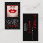 Black Zebra Print Red Lips Make Up Carte de visite (Devant / Derrière)