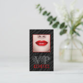 Black Zebra Print Red Lips Make Up Carte de visite (Debout devant)