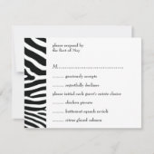 Black Zebra Print Response/Menu Card RSVP Kaartje (Voorkant)
