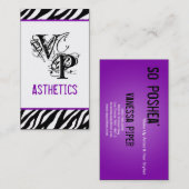 Black Zebra Print violet Carte de visite intérieur (Devant / Derrière)