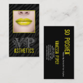 Black Zebra Print Yello Lips Make Carte de visite (Devant / Derrière)