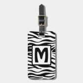 Black Zebra Squared Monogram Bagagelabel (Voorkant verticaal)