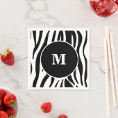 Black Zebra Stripe Custom Monogram Paper Napkins Servet (Insitu)