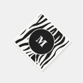 Black Zebra Stripe Custom Monogram Paper Napkins Servet (Hoek)