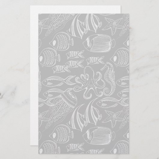 Black Zee Pattern Briefpapier (Voorkant / Achterkant)