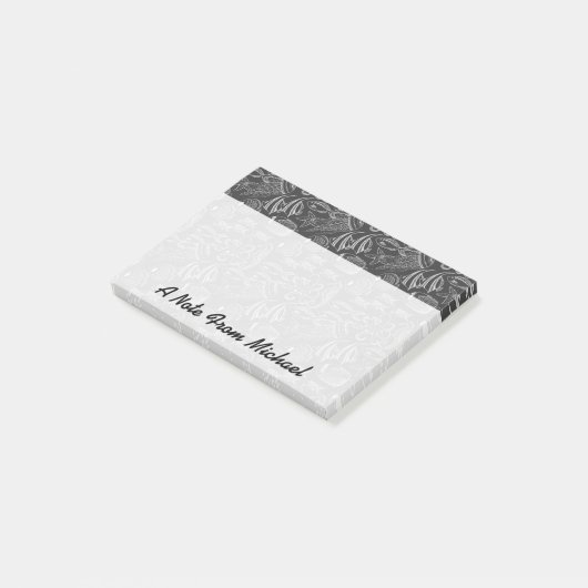 Black Zee Pattern | Jouw namen toevoegen Post-it® Notes (Schuin)