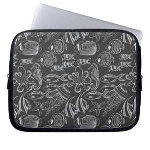 Black Zee Pattern Laptop Sleeve