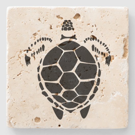 Black Zee Tortoise Shell Stenen Onderzetter (Voorkant)