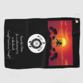 Black Zee Turtle Silhouette Diamond Monogram Golfhanddoek (Horizontaal)