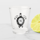 Black Zee Turtle Silhouette Gepersonaliseerd Monog Shot Glas (Voorkant)