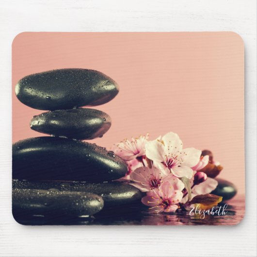 Black Zen Stones Flowers Muismat (Voorkant)