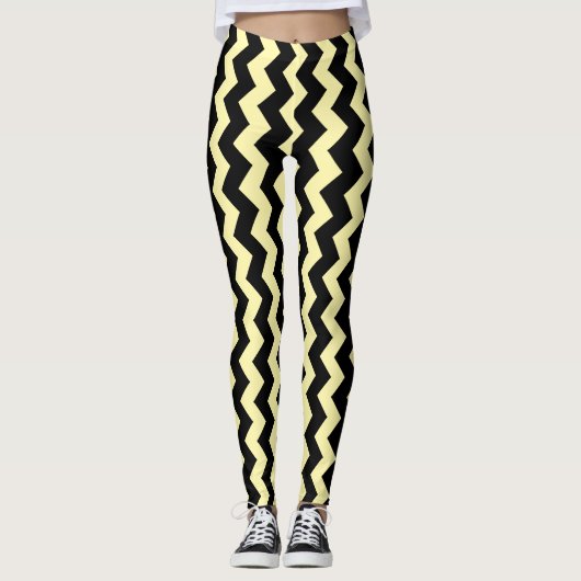 Black Zigzag Design You Choose Background Colour Leggings (Voorkant)
