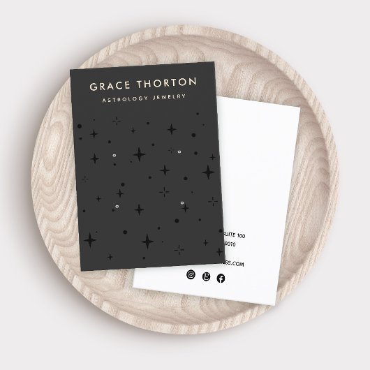 Black Zodiac Celestial Star 4 Hole Earring Visitekaartje