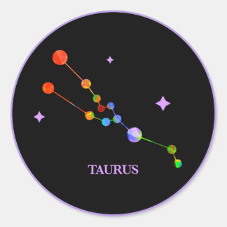 Black Zodiac Taurus Rainbow Sticker