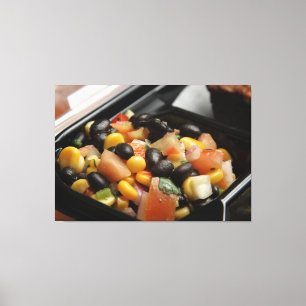 Blackbean en Maïssalade Canvas Afdruk