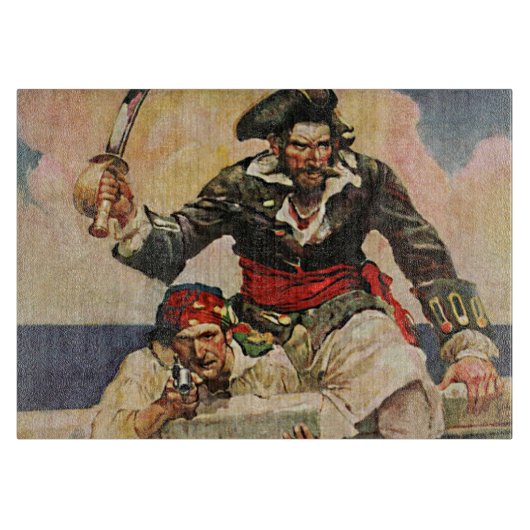 Blackbeard Buccaneer Pirate en Mate Illustration Snijplank (Voorkant)