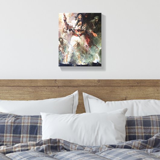 Blackbeard op Fire Haunted Pirate Art Canvas Afdruk (Insitu (Slaapkamer))