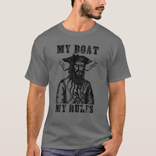 Blackbeard Pirate My Boat My Rules Funny Boating T-shirt (Voorkant)