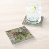 Blackberries Bloementuin Bloemvlinder Kunst Glazen Onderzetter (Schuin)