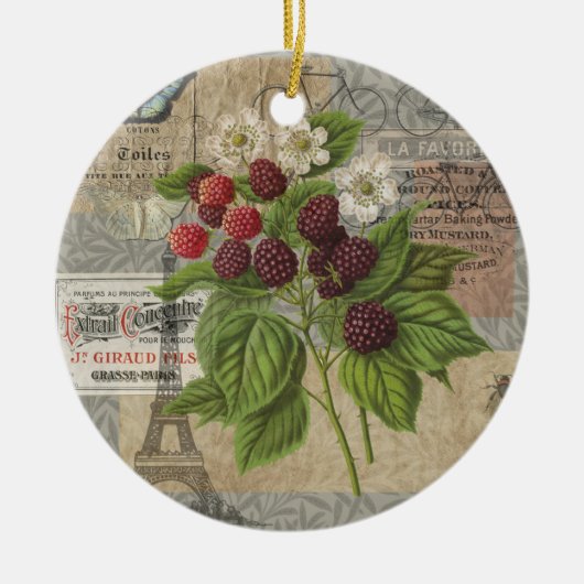 Blackberries Bloementuin Bloemvlinder Kunst Keramisch Ornament (Voorkant)