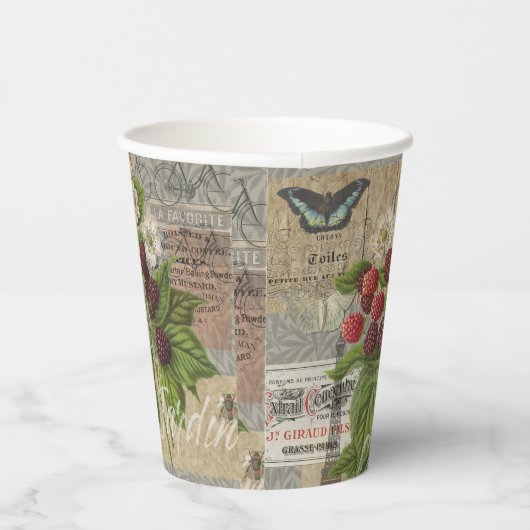 Blackberries Bloementuin Bloemvlinder Kunst Papieren Bekers (Rechts)