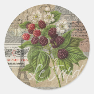 Blackberries Bloementuin Bloemvlinder Kunst Ronde Sticker