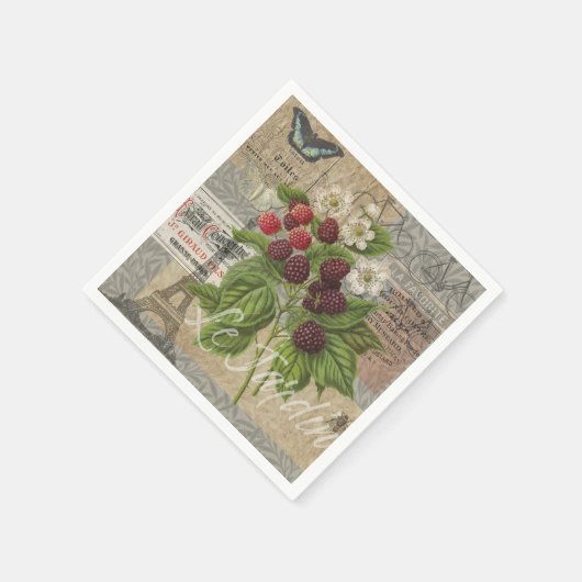 Blackberries Bloementuin Bloemvlinder Kunst Servet (Hoek)