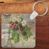 Blackberries Bloementuin Bloemvlinder Kunst Sleutelhanger (Achterkant)