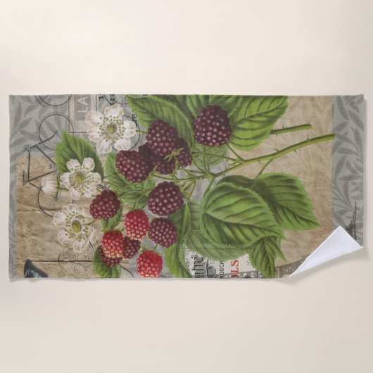 Blackberries Bloementuin Bloemvlinder Kunst Strandlaken (Voorkant)