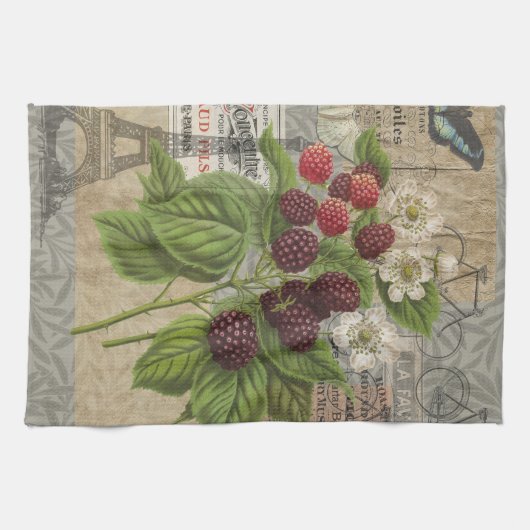 Blackberries Bloementuin Bloemvlinder Kunst Theedoek (Horizontaal)