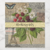 Blackberries Bloementuin Bloemvlinder Kunst Wijn Etiket (Enkel label)