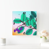 Blackberries op een tak vierkante klok (Huis)