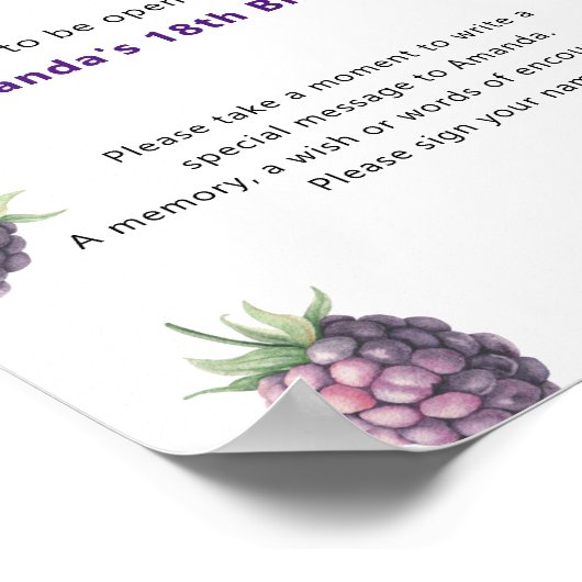 Blackberries Time Capsule 1e verjaardag Poster (Hoek)