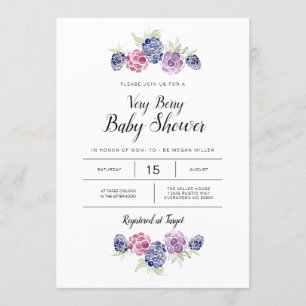 Blackberry-Baby shower   Waterverf bessen Kaart