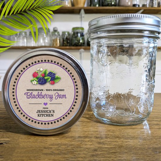 BlackBerry Canning Jar Kraft Papier Stijllabel Ronde Sticker