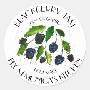 Blackberry Jam Blackberries Waterverf bessen Ronde Sticker