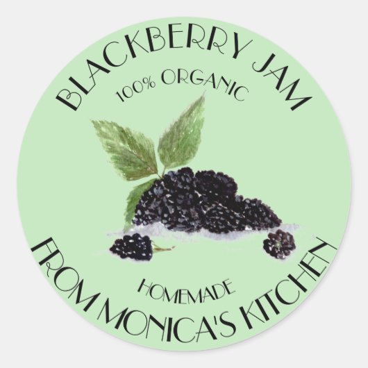 Blackberry Jam Blackberries Waterverf bessen Ronde Sticker (Voorkant)