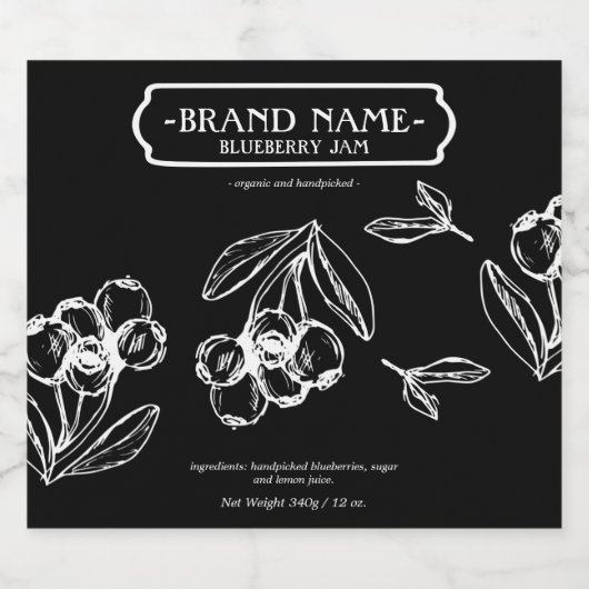 Blackberry Jam Jar Label Packaging Design Sparkling Wijnetiket (Enkel label)