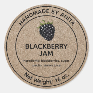 BlackBerry Jam Jelly Jar Label Kraft-papierstijl